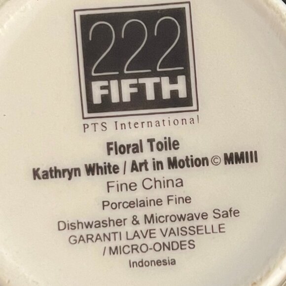 222 Fifth FLORAL TOILE  ~ Kathryn White / Art in Motion / Tapered Porcelain Cup - Picture 14 of 14